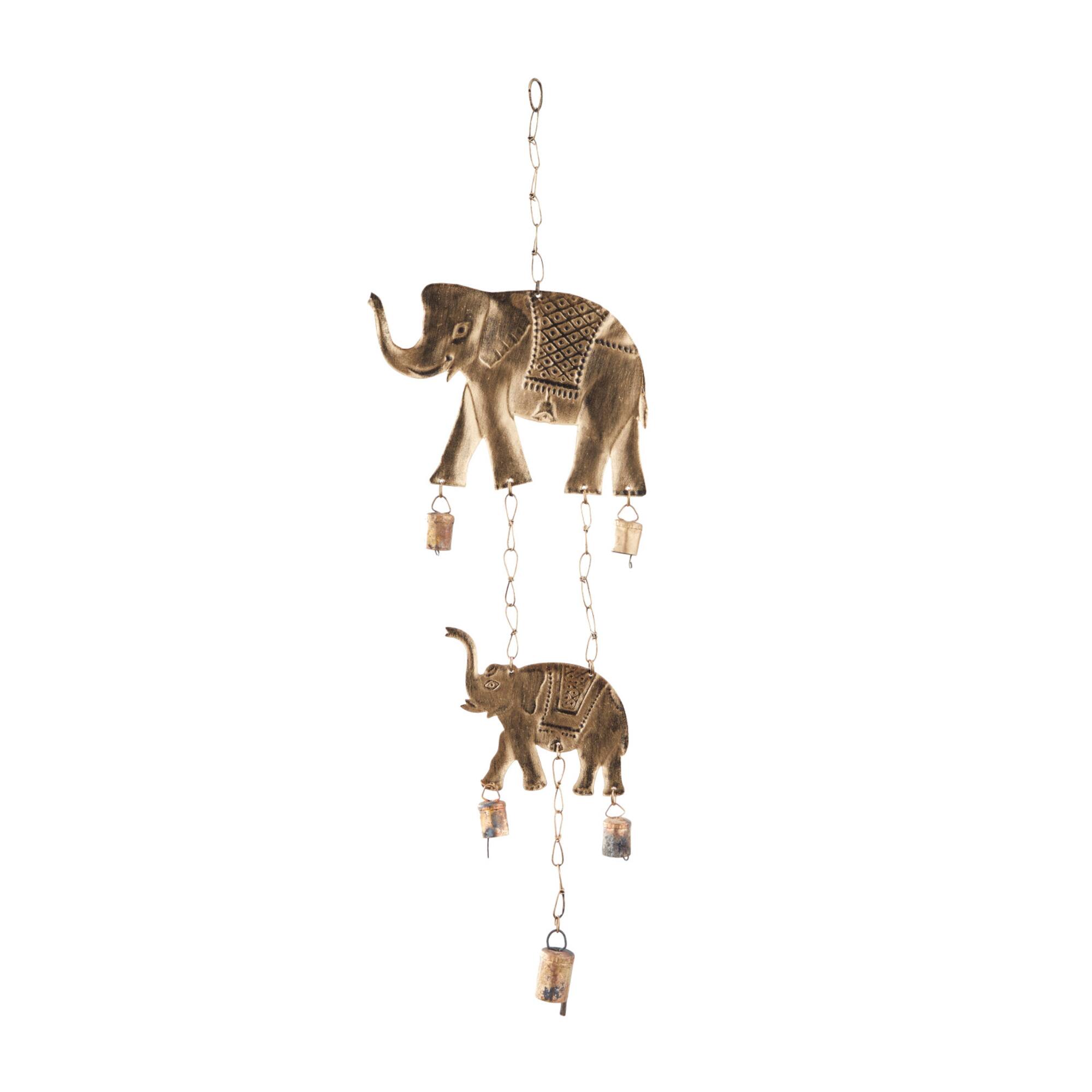 Brass Metal Eclectic Windchime, 10" x 2" x 28"